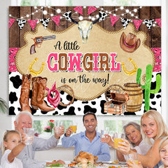 Lofaris Pink Cowgirl Ranch Vintage Gender Reveal Backdrop