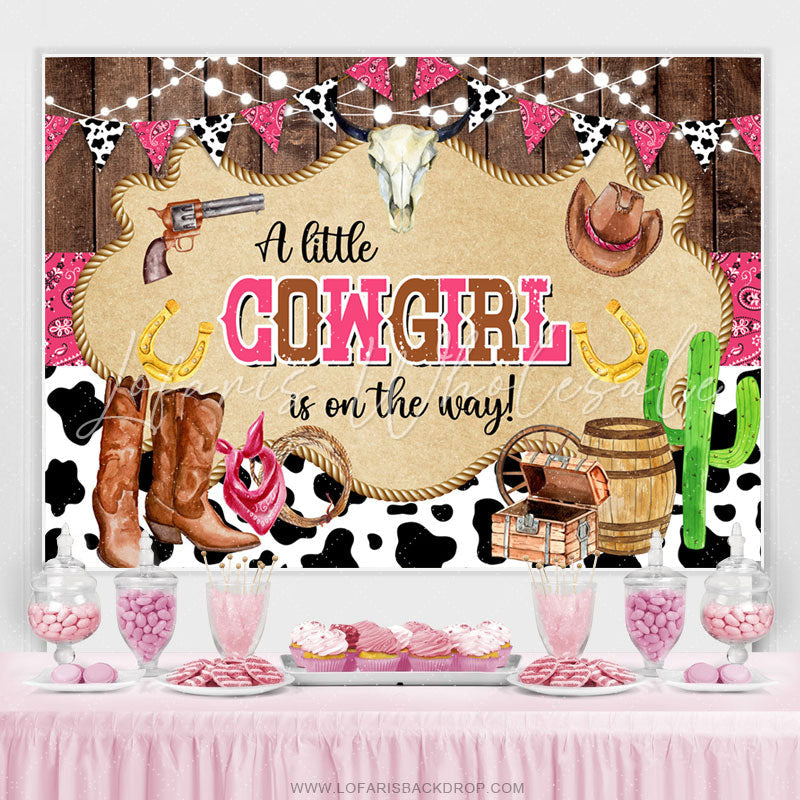 Lofaris Pink Cowgirl Ranch Vintage Gender Reveal Backdrop