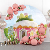 Lofaris Pink Cupcake In The Garden Round Easter Day Backdrop