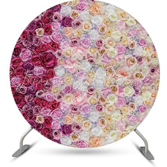Lofaris Pink Dark Purple Floral Wall Round Wedding Backdrop