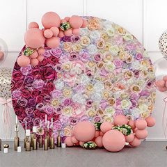 Lofaris Pink Dark Purple Floral Wall Round Wedding Backdrop
