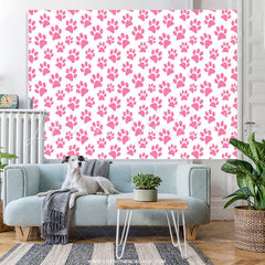 Lofaris Pink Dog Paw Cartoon Themed Simple Birthday Backdrop
