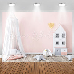 Lofaris Pink Dollhouse Mosquito Net Girl Birthday Backdrop
