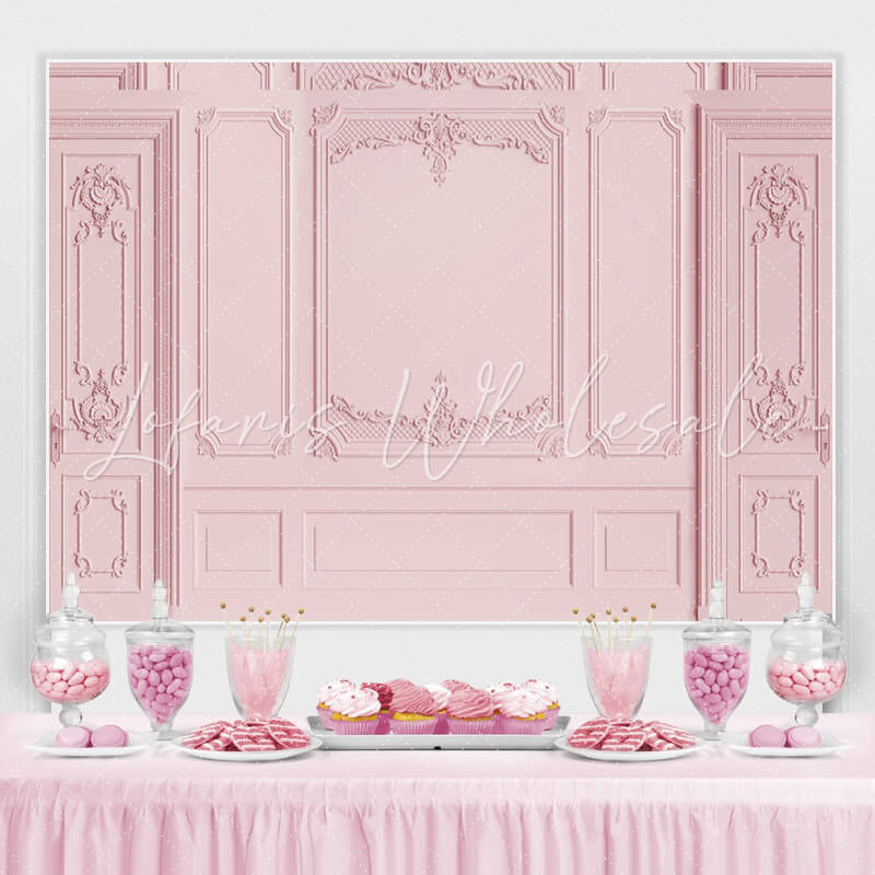 Lofaris Pink Door Theme Happy Birthday Party Backdorp For Girl