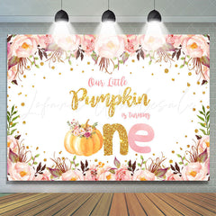 Lofaris Pink Floeal and Ripe Pumpkin 1St Birthday Backdrop