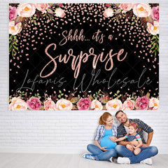 Lofaris Pink Floral And Green Grass Bokeh Baby Shower Backdrop
