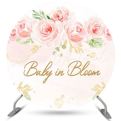 Lofaris Pink Floral Baby In Bloom Shower Round Backdrop
