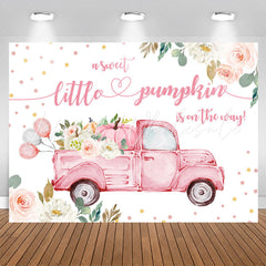 Lofaris Pink Floral Balloon Truck Baby Shower Backdrop