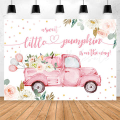 Lofaris Pink Floral Balloon Truck Baby Shower Backdrop