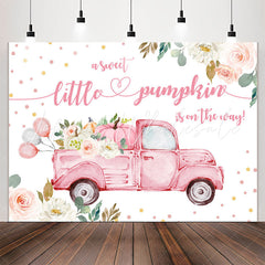 Lofaris Pink Floral Balloon Truck Baby Shower Backdrop