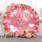 Lofaris Pink Floral Bokeh Heart Round Mothers Day Backdrop