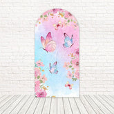 Pink Floral Butterflies Elegant Arch Backdrop For Special Occasions