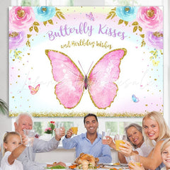 Lofaris Pink Floral Butterfly Happy Birthday Party Backdrop