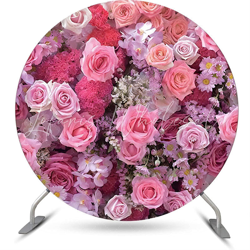 Lofaris Pink Floral Colors Pretty Round Wedding Backdrop