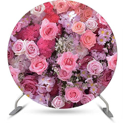 Lofaris Pink Floral Colors Pretty Round Wedding Backdrop