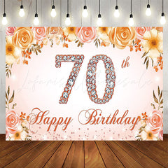 Lofaris Pink Floral Diamond 70th Happy Birthday Backdrop
