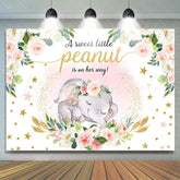 Lofaris Pink Floral Elephant On Her Way Baby Shower Backdrop
