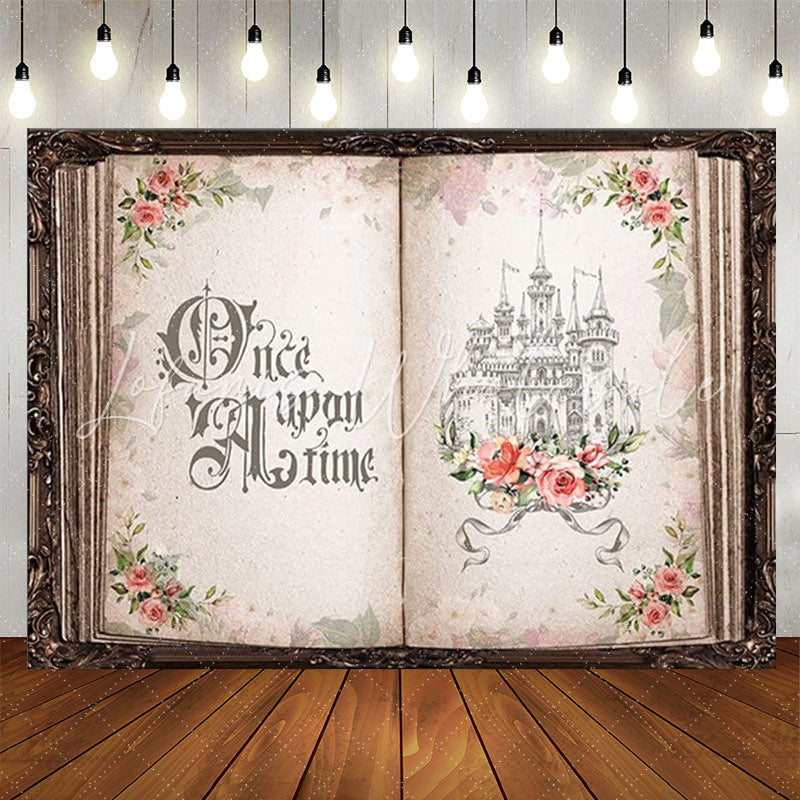 Lofaris Pink Floral Fairy Book Castle Wedding Background
