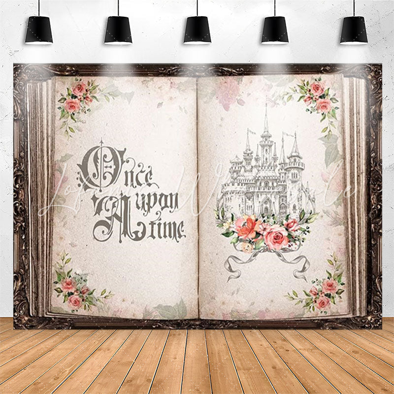 Lofaris Pink Floral Fairy Book Castle Wedding Background