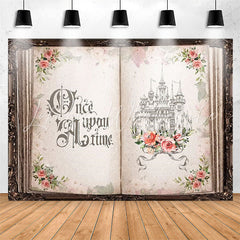Lofaris Pink Floral Fairy Book Castle Wedding Background