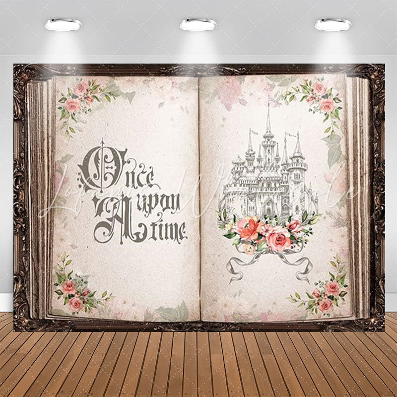 Lofaris Pink Floral Fairy Book Castle Wedding Background