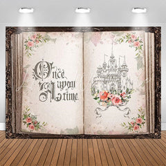 Lofaris Pink Floral Fairy Book Castle Wedding Background