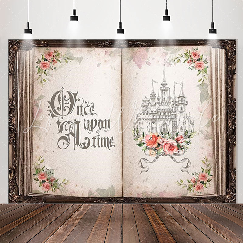 Lofaris Pink Floral Fairy Book Castle Wedding Background