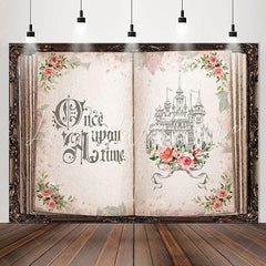 Lofaris Pink Floral Fairy Book Castle Wedding Background