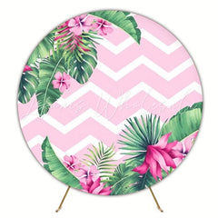 Pink Floral Garden Round Backdrop For Elegant Party Decorations