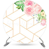 Lofaris Pink Floral Grace Simple Circle Birthday Backdrop