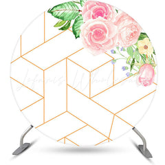 Lofaris Pink Floral Grace Simple Circle Birthday Backdrop