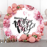 Lofaris Pink Floral Liaghts Heart Round Mothers Day Backdrop