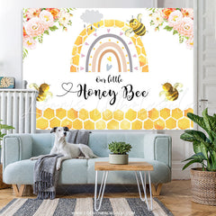 Lofaris Pink Floral Little Honey Bee Birthday Party Backdrop
