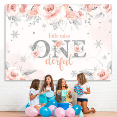 Lofaris Pink Floral Little Miss Onederful Birtheday Backdrop