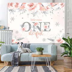 Lofaris Pink Floral Little Miss Onederful Birtheday Backdrop
