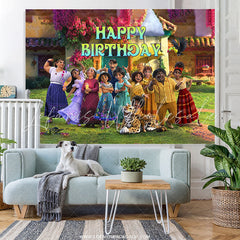 Lofaris Pink Floral Magic Movie House Happy Birthday Backdrop