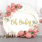 Lofaris Pink Floral Oh Baby Round Backdrop For Shower