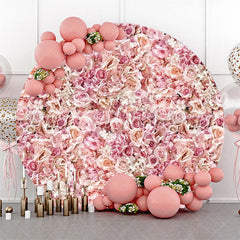 Lofaris Pink Floral Petal Wall Rontic Round Wedding Backdrop