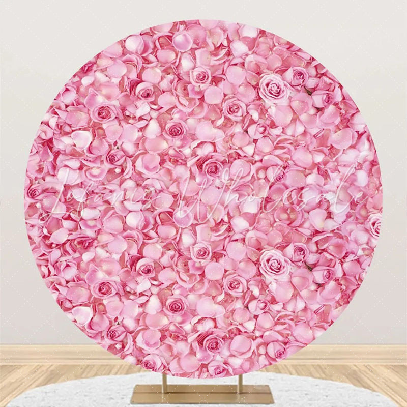Lofaris Pink Floral Petals Romantic Round Wedding Backdrop
