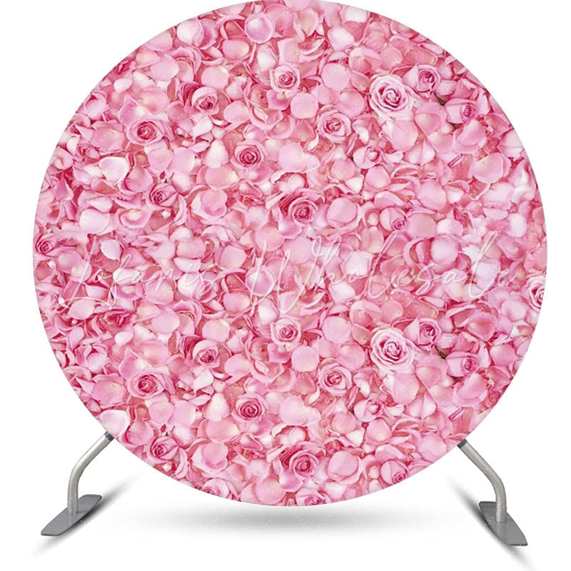 Lofaris Pink Floral Petals Romantic Round Wedding Backdrop