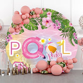 Lofaris Pink Floral Plant Summer Round Pool Party Backdrop