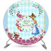 Lofaris Pink Floral Princess Round Blue Birthday Backdrop Kit