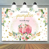 Lofaris Pink Floral Pumpkin Boho Theme Baby Shower Backdrop