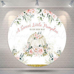 Lofaris Pink Floral Punpkin Circle Girl Baby Shower Backdrop