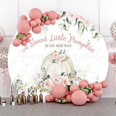 Lofaris Pink Floral Punpkin Circle Girl Baby Shower Backdrop