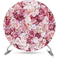 Lofaris Pink Floral Romantic Wall Round Wedding Backdrop