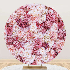 Lofaris Pink Floral Romantic Wall Round Wedding Backdrop