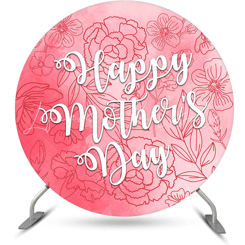 Lofaris Pink Floral Round Party Backdrops for Happy Mothers Day