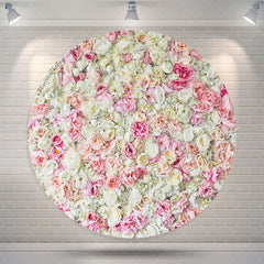 Lofaris Pink Floral Round Wedding Party Backdrop Cover