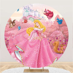 Lofaris Pink Floral Trees And Princess Happy Birthday Backdrop